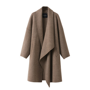 【到手689元】慵懒风奢贵含驼绒双面羊毛大衣翻领毛呢子外套女冬