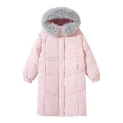 三防面料中长款狐狸毛领鹅绒服女