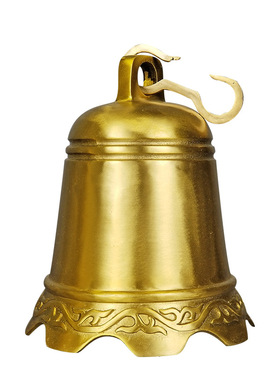 黄铜六字真言钟铜钟平安钟寺庙家居门饰挂件铜铃铛