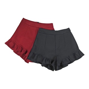 木耳鱼尾荷叶边高腰休闲a字阔腿褶皱短裙裤显瘦短裤子女春夏大码