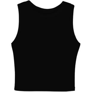 妃町春夏纯棉女高领紧身打底衫露脐高腰短款无袖吊带背心内搭半截