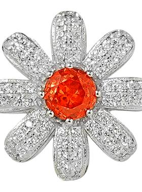 小雏菊芬达橙925纯银戒指