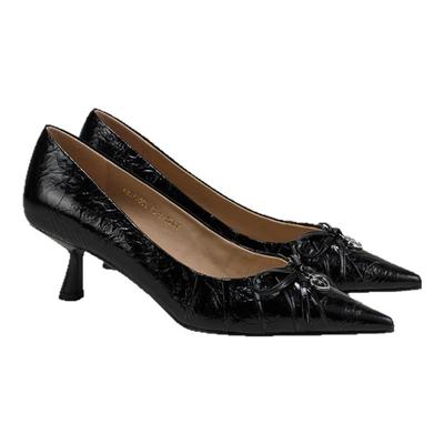 fed褶皱真皮鞋夏季新款女鞋黑色通勤鞋5cm高跟鞋女款S0331-YA711