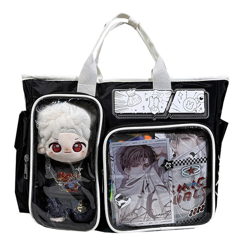 二次元大容量单肩斜挎手提包透明谷子痛包20cm娃包学生双肩书包女