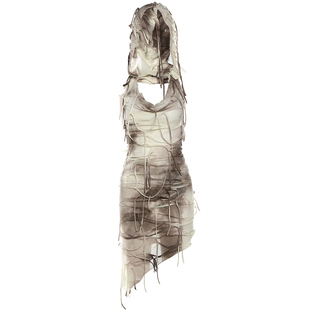 SylCue废土风修身性感无袖连衣裙女沙丘辣妹显瘦包臀裙子连帽小众