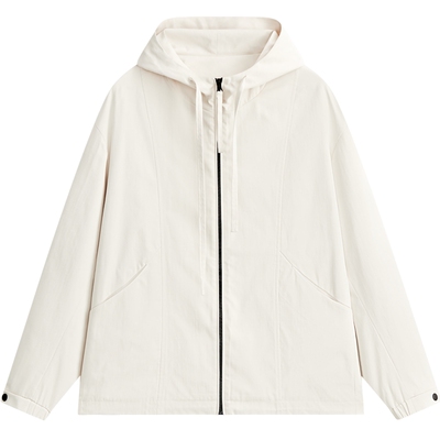 MODE COMMUTER| MC抗皱环保混纺简约撞色抽绳连帽夹克