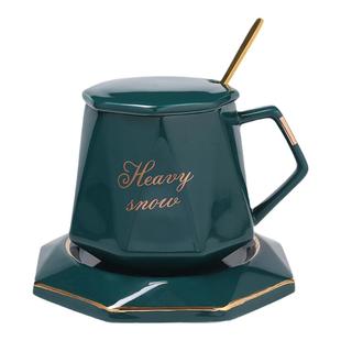 马克杯定制LOGO带盖勺早餐杯陶瓷喝水杯子办公室茶杯家用咖啡杯