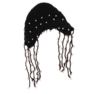 镂空珍珠流苏吊坠包头帽女夏百搭显脸小针织套头帽复古民族风帽子