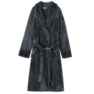 睡衣男秋冬法兰绒加厚加长款珊瑚绒睡袍冬季加绒新款浴衣男士浴袍