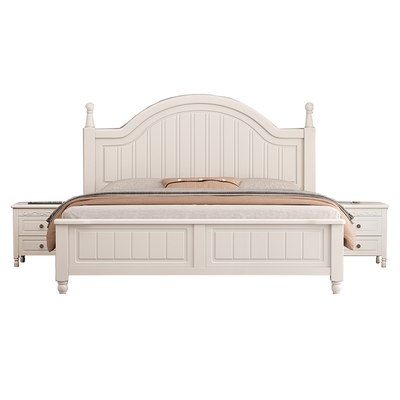 白色美式田园实木床1.8m简约单人双人白色公主床奶油风1.5儿童床