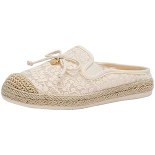 热风百搭渔夫鞋女款2025年夏季新款软底休闲半拖舒适一脚蹬女鞋子