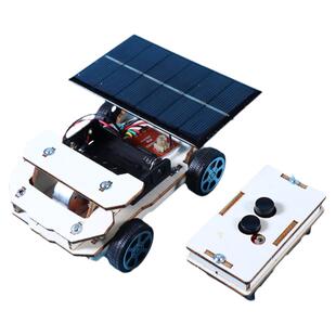 diy手工制作无线遥控太阳能赛车儿童木质拼装玩具科技创新小学生