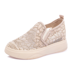 小码313233内增高渔夫鞋女夏网面薄款蕾丝厚底一脚蹬单鞋34休闲鞋