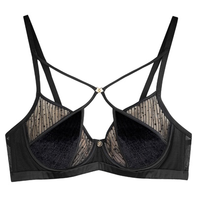 DonnaForte内衣X型丝光绒拼刺绣超薄大胸显小文胸|Paloma Nexus