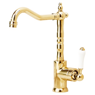 可旋转法式金色洗手盆水龙头铜