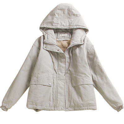 冬装加绒连帽加厚棉服棉衣外套