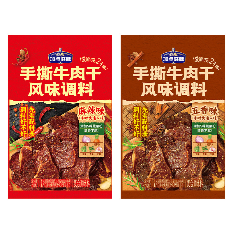 加点滋味手撕牛肉干调料五香麻辣味牛肉猪肉干腌制调料自制用40g