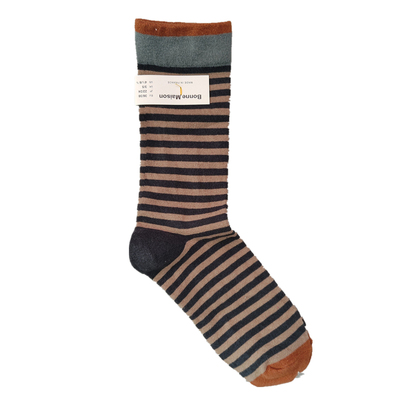 法国潮牌BM小众袜子趣味油画文艺色彩涂鸦中筒女棉袜条纹四季款