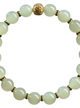 天然和田玉晴水配黄金高端手链