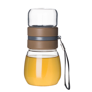 茶水分离玻璃杯男士高档办公室水杯透明网红茶杯个人专用泡茶杯子