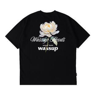WASSUP花语绽放情侣百搭短袖T恤夏季重磅国潮流tee男女圆领上衣服