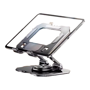 360°旋转碳素钢手机平板支架可折叠旋转直播多功能iPad通用支架全金属平板支撑架稳固加重创意桌面托架