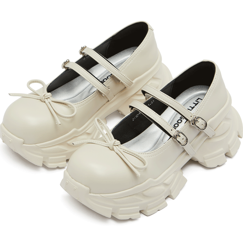 【新品】littlegood运动风玛丽珍鞋女2025新款厚底蝴蝶结浅口鞋