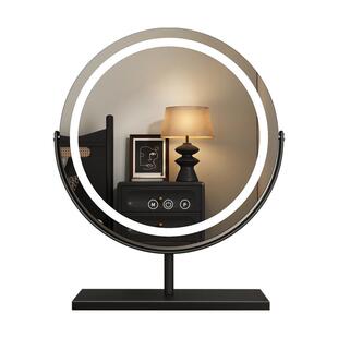 梳妆镜台式桌面化妆镜复古卧室家用轻奢LED带灯新款梳妆台镜子ins