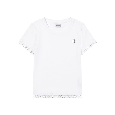 iSaluteU 波点假两件圆领修身短袖T恤夏季潮流正肩美式上衣T恤