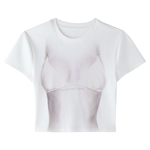 BJHG不计后果 修身短袖t恤女夏季2026新款美式潮牌高级感短款上衣