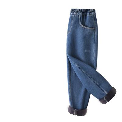 棉致童装衣服女童加绒牛仔裤