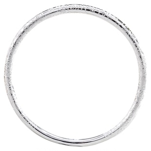 汇宝泉古法手镯女999足银素镯纯银平安喜乐花纹镯子送女朋友礼物