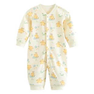 哥比兔新生儿衣服婴儿连体衣春秋纯棉开襟爬服宝宝衣服打底连体衣