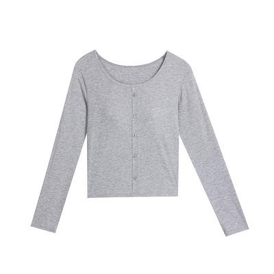 带胸垫打底衫女薄款长袖T恤内搭