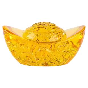 黄水晶元宝摆件龙纹招财进宝聚宝盆配件吉祥物装饰品开业乔迁礼品