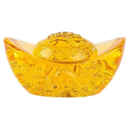 黄水晶元宝摆件龙纹招财进宝聚宝盆配件吉祥物装饰品开业乔迁礼品