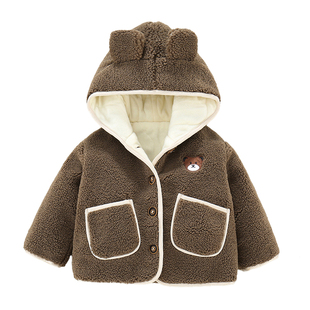 宝宝外套男童冬装2025新款婴儿加绒加厚卡通棉衣秋冬保暖防风衣服