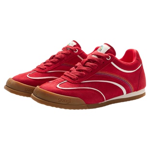 GONGJI红色德训鞋女2026春季新款内增高休闲运动鞋板鞋方头鞋子