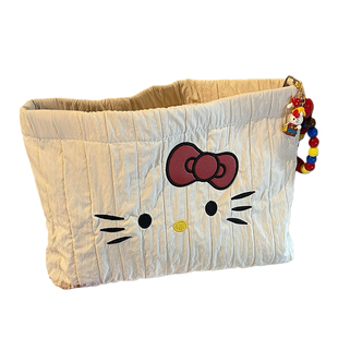 奶油猫咪化妆包女便携外出精致化妆袋洗漱收纳袋大容量旅行洗漱包