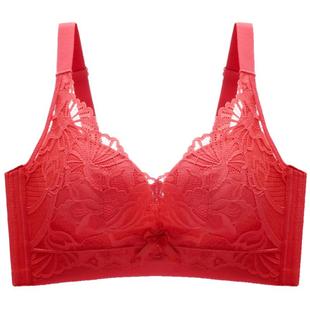 都市丽人防副乳聚拢调整型大红色中国红新娘结婚本命年文胸内衣女