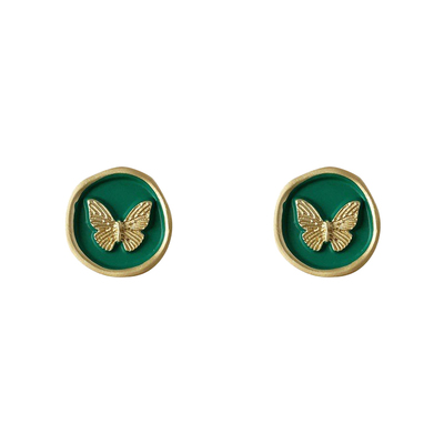 复古金蝴蝶耳钉爆款小众设计