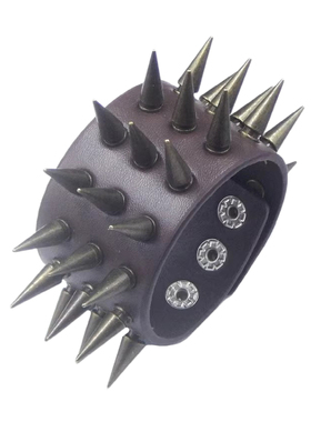 复古铜色细长尖刺铆钉皮朋克手链