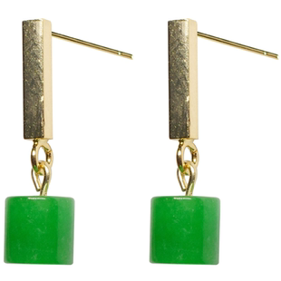 翡翠干青帝王绿小众绿色耳坠复古耳环无耳洞耳钉干青翡翠母亲节