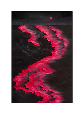 现代轻奢红色海浪抽象客厅装饰画