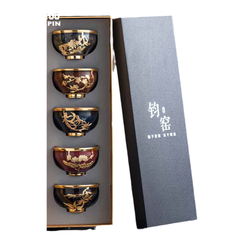 康乐品建盏金镶玉禅定杯