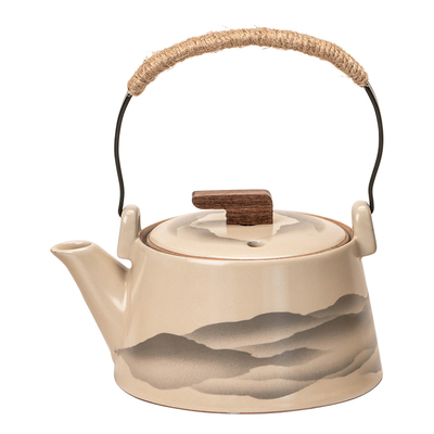 瓷牌茗米黄汝窑提梁壶一人饮茶器