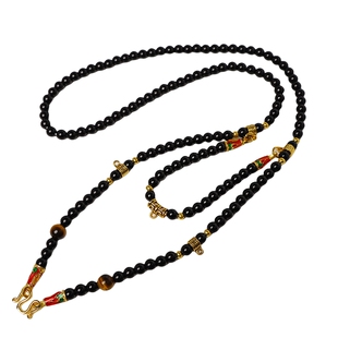 泰国佛牌链子唐卡项链黑玛瑙四挂佛牌挂链多挂项链珐琅M扣毛衣链