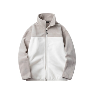 WX真维斯男装冬季立领绒衫时髦撞色男式外套摇粒绒保暖外套