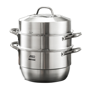爱仕达蒸锅家用304不锈钢三层加厚蒸笼蒸鱼馒头汤锅燃气电磁炉用