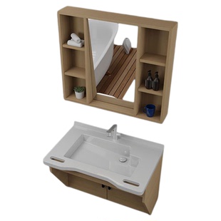 适老化台盆一体柜养老院残卫一体洗脸柜安全无障碍洗手盆可调镜子